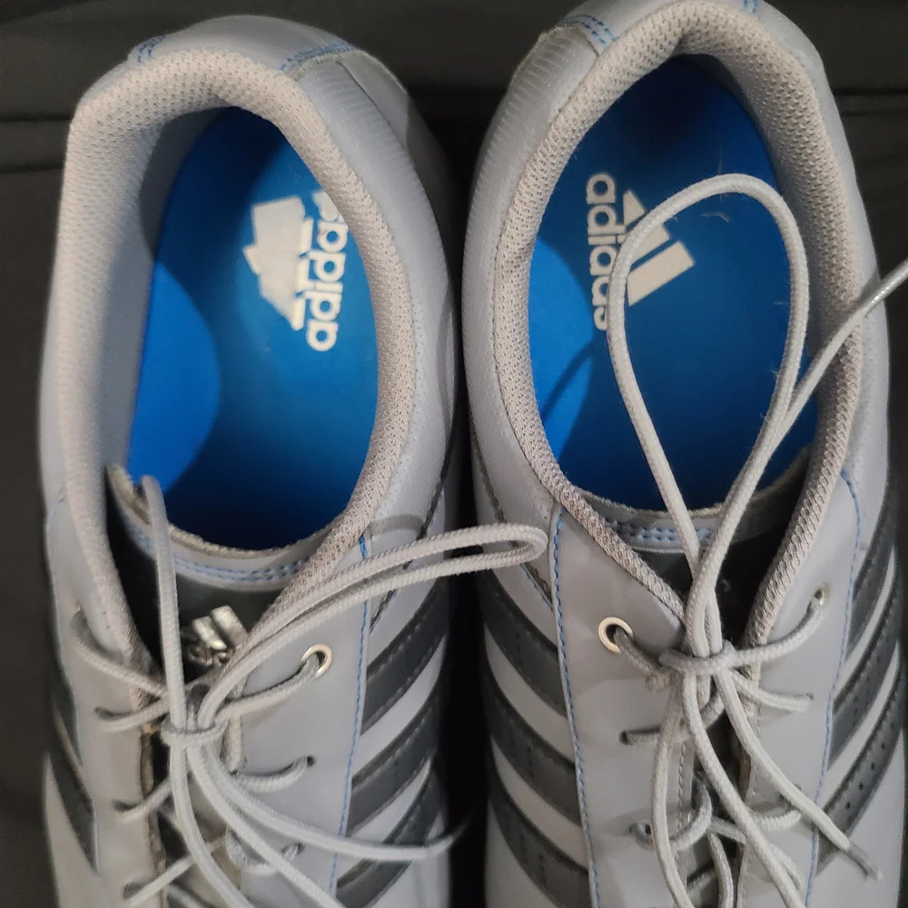 Adidas Mens Gray With Black Stripe Golf Shoes Size 13 - Picture 2 of 7